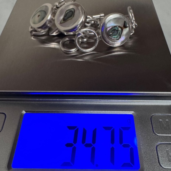 925 Sterling Silver Round & Trapezoid Shape Abalone Chain Link Toggle Bracelet - Picture 10 of 13